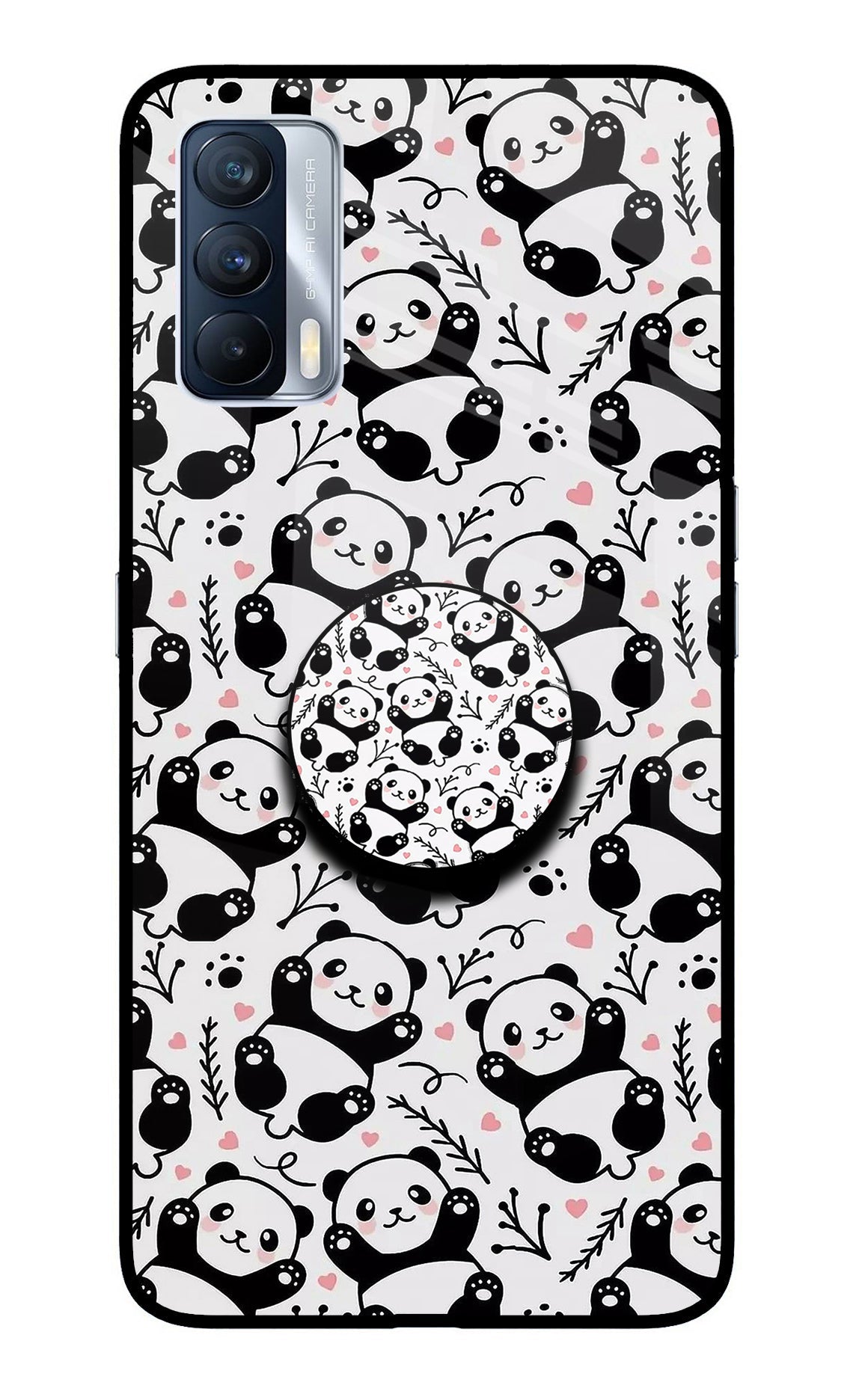 Cute Panda Realme X7 Glass Case