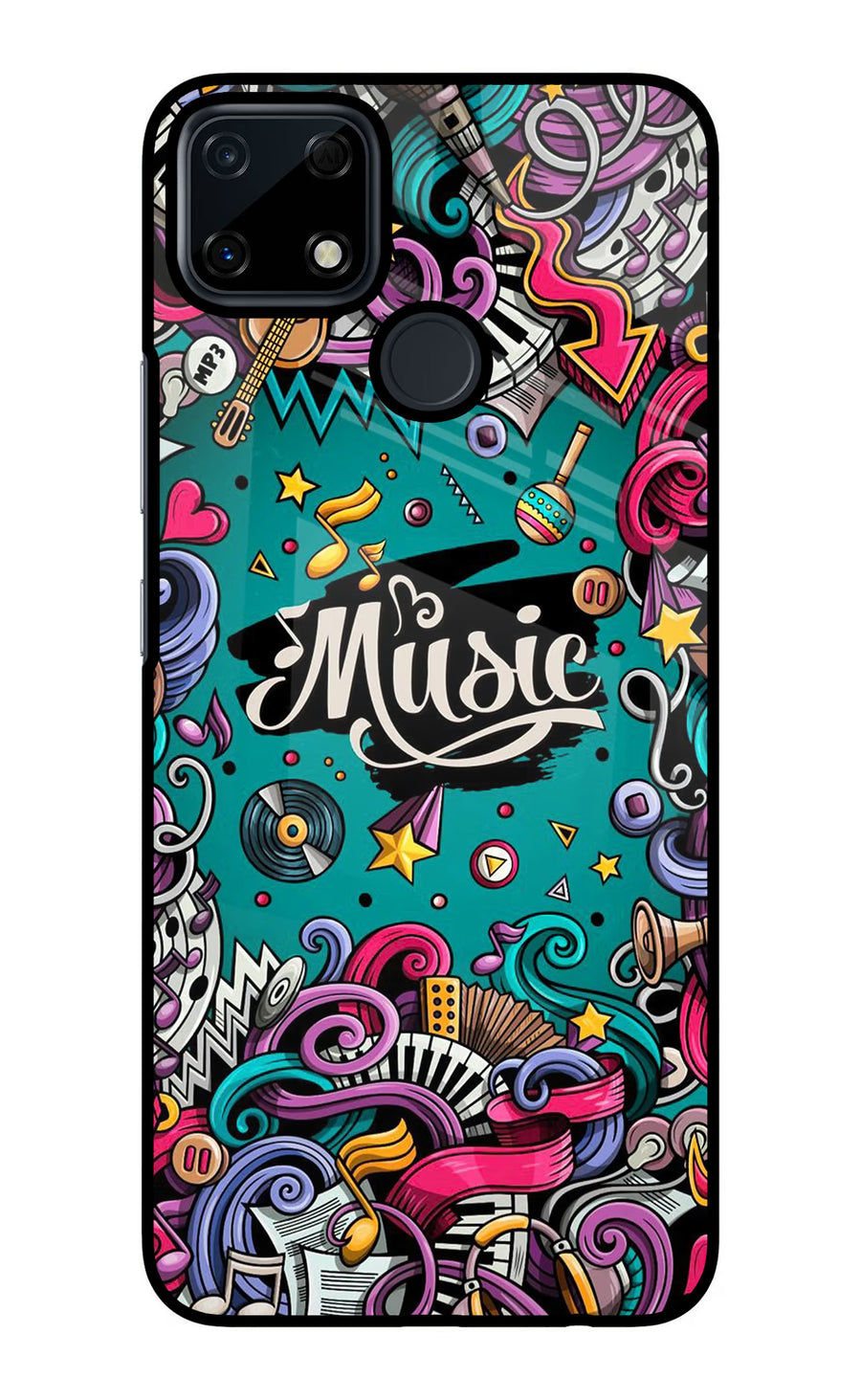 Music Graffiti Realme Narzo 30A Back Cover, Glass case