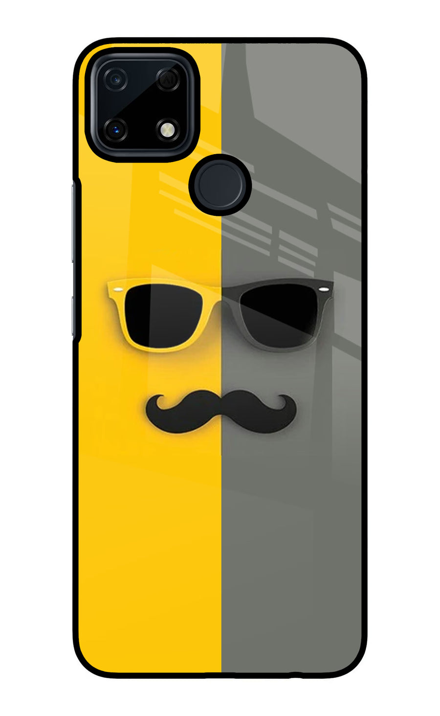 Sunglasses with Mustache Realme Narzo 30A Back Cover, Glass case