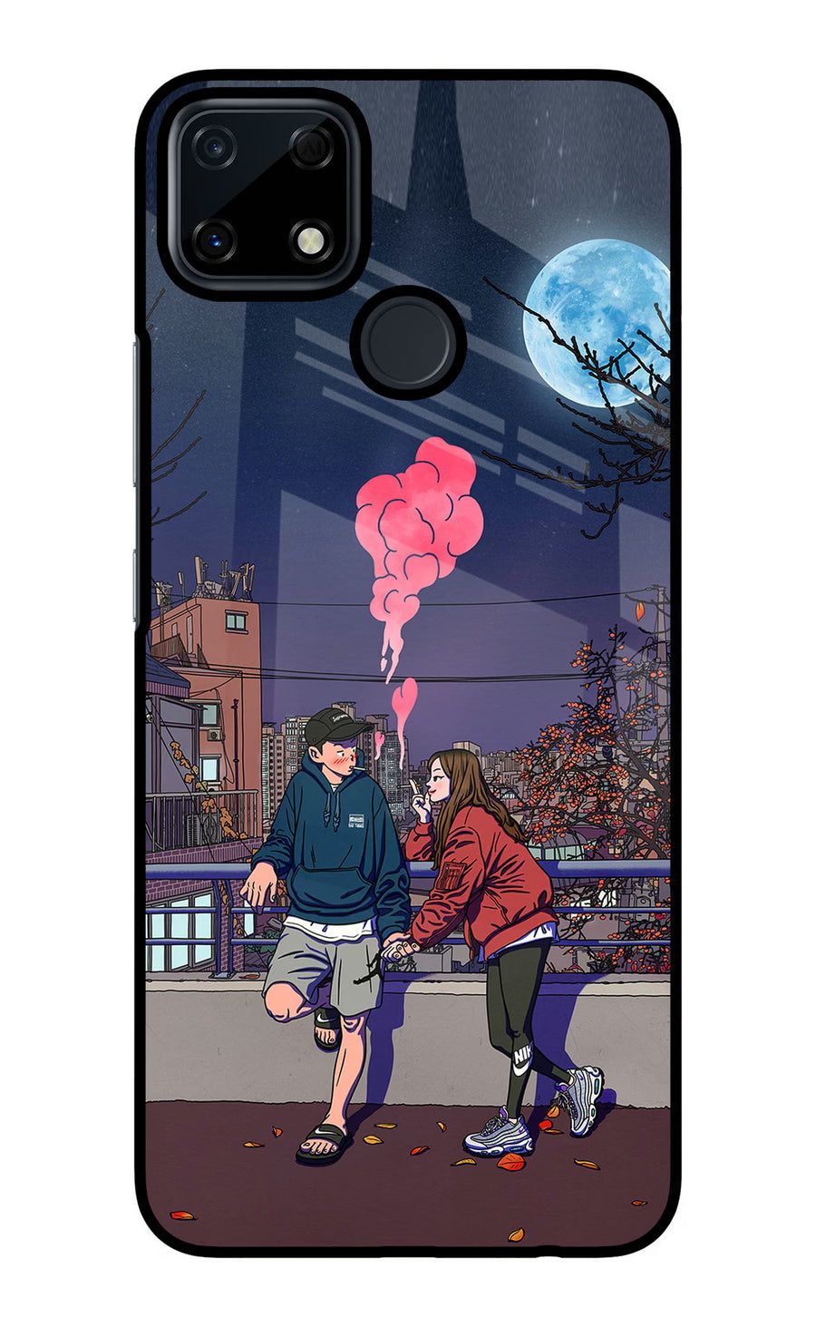Chilling Couple Realme Narzo 30A Back Cover, Glass case