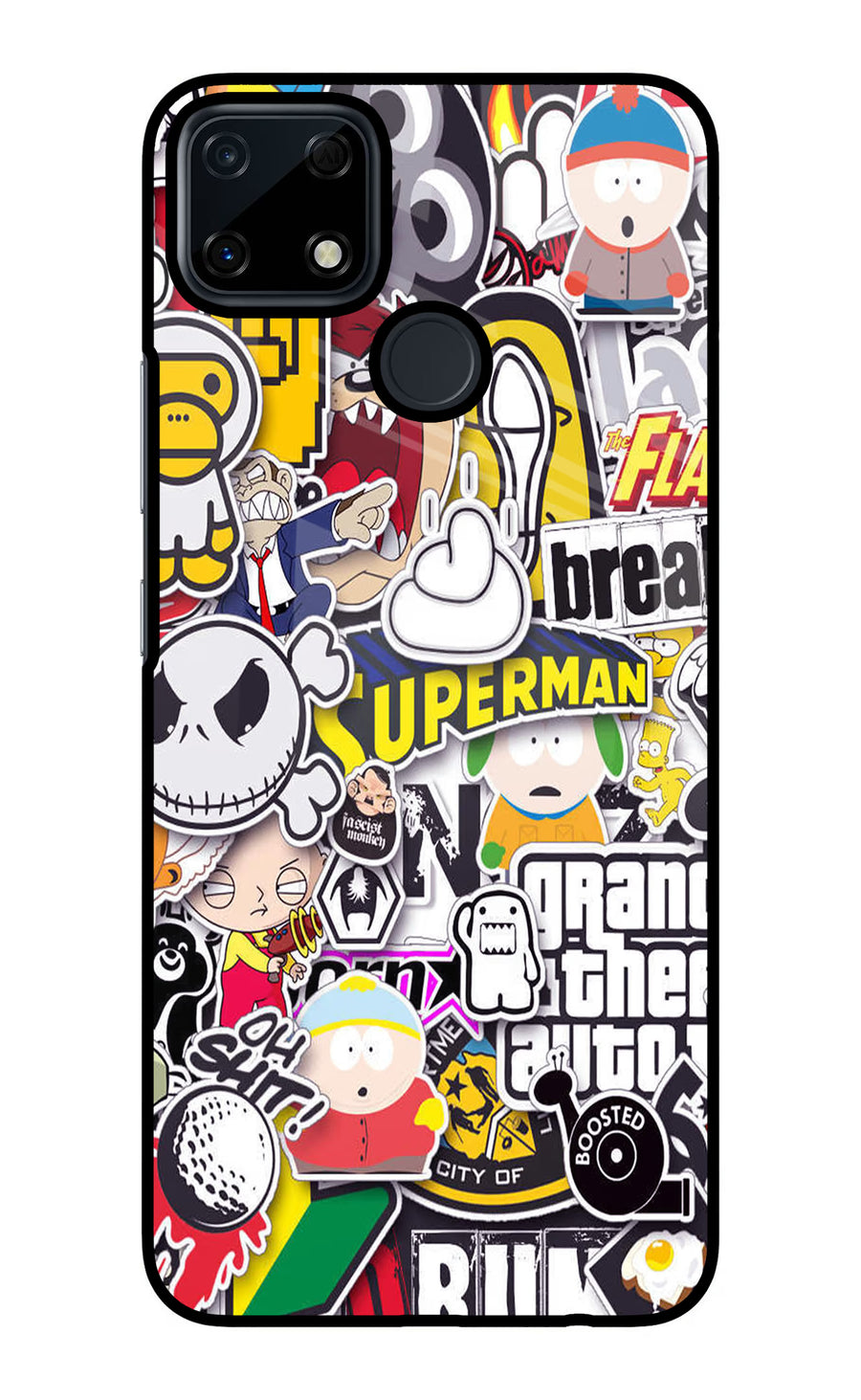Sticker Bomb Realme Narzo 30A Back Cover, Glass case