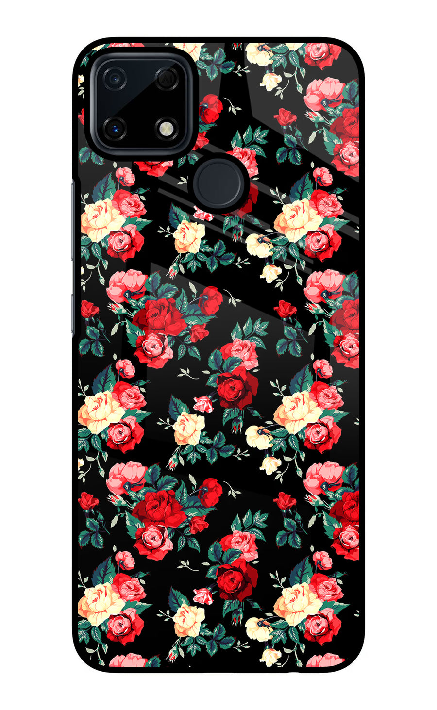 Rose Pattern Realme Narzo 30A Back Cover, Glass case