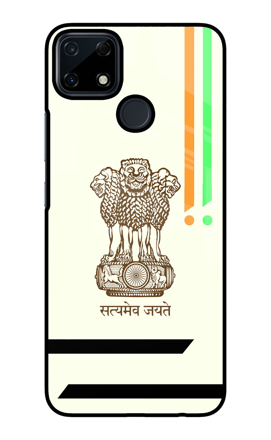 Satyamev Jayate Brown Logo Realme Narzo 30A Back Cover, Glass case