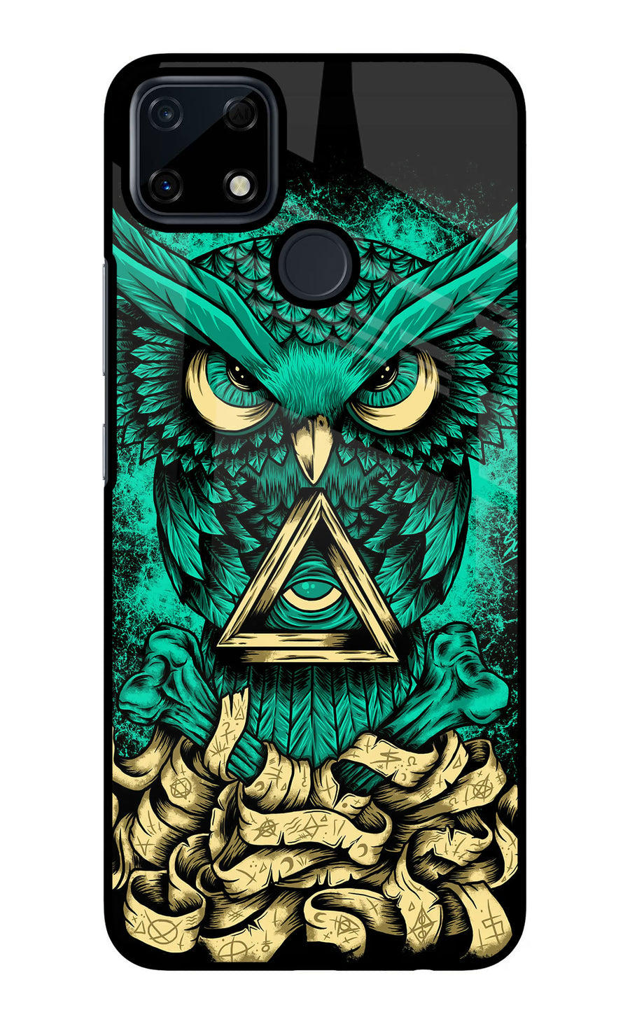 Green Owl Realme Narzo 30A Back Cover, Glass case