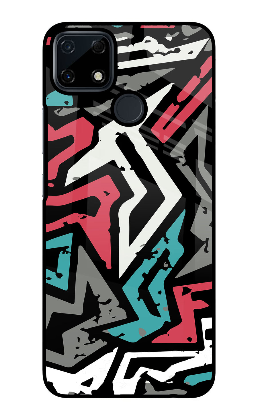 Geometric Graffiti Realme Narzo 30A Back Cover, Glass case
