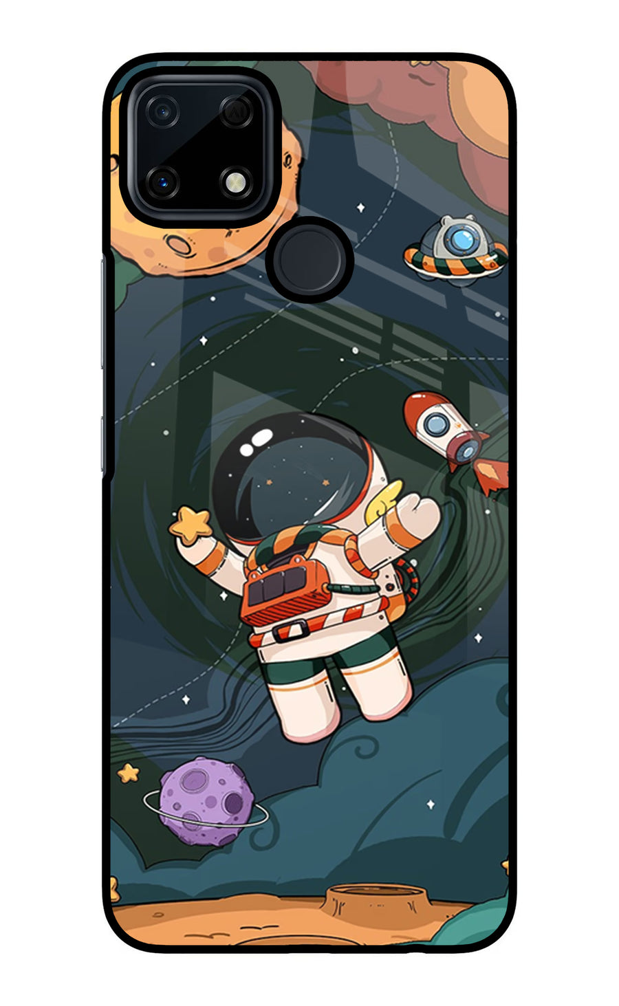 Cartoon Astronaut Realme Narzo 30A Back Cover, Glass case