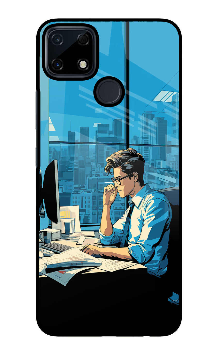 Focused Hustler (AI Generated) Realme Narzo 30A Back Cover, Glass case