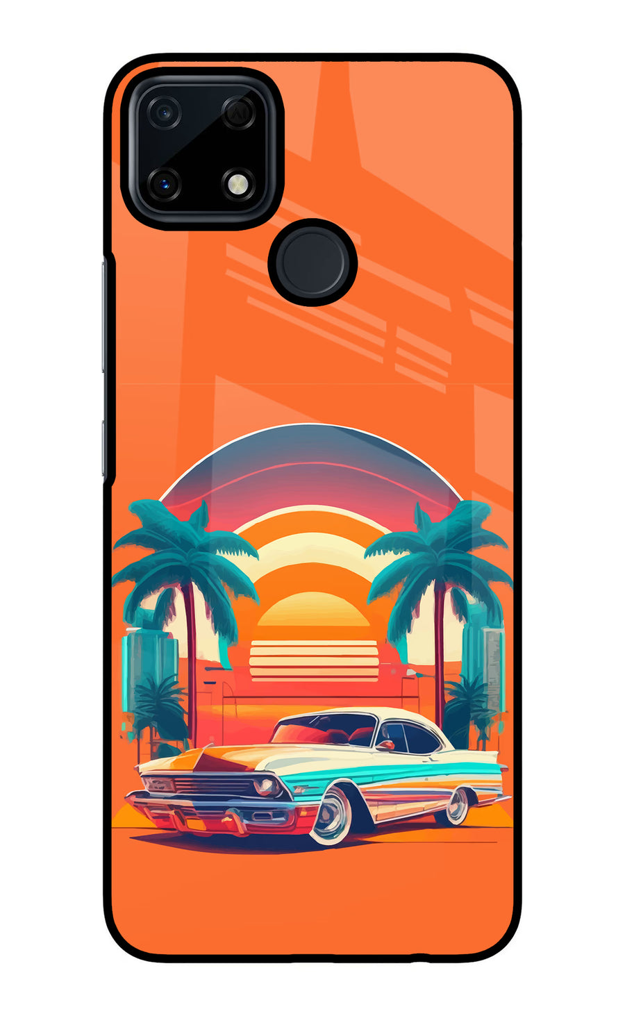 Palm Drive 80s Realme Narzo 30A Back Cover, Glass case