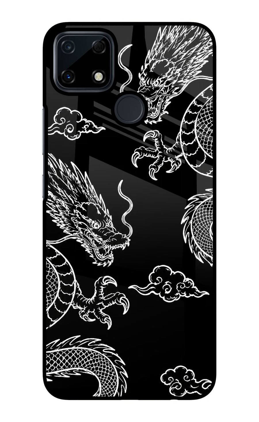 Twin Dragons Realme Narzo 30A Back Cover, Glass case