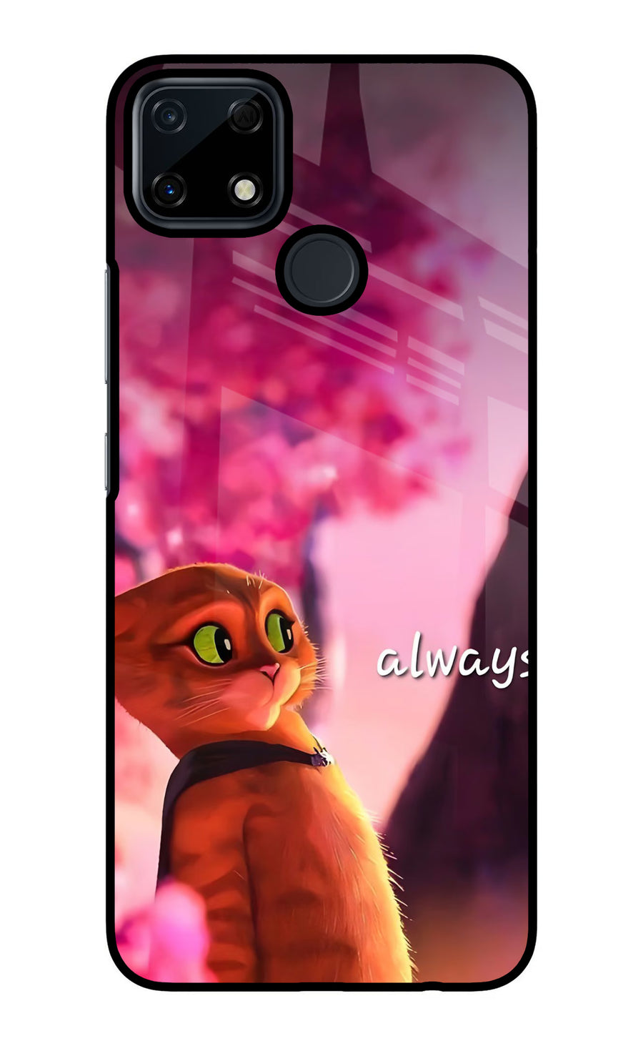 Always Cat Realme Narzo 30A Back Cover, Glass case