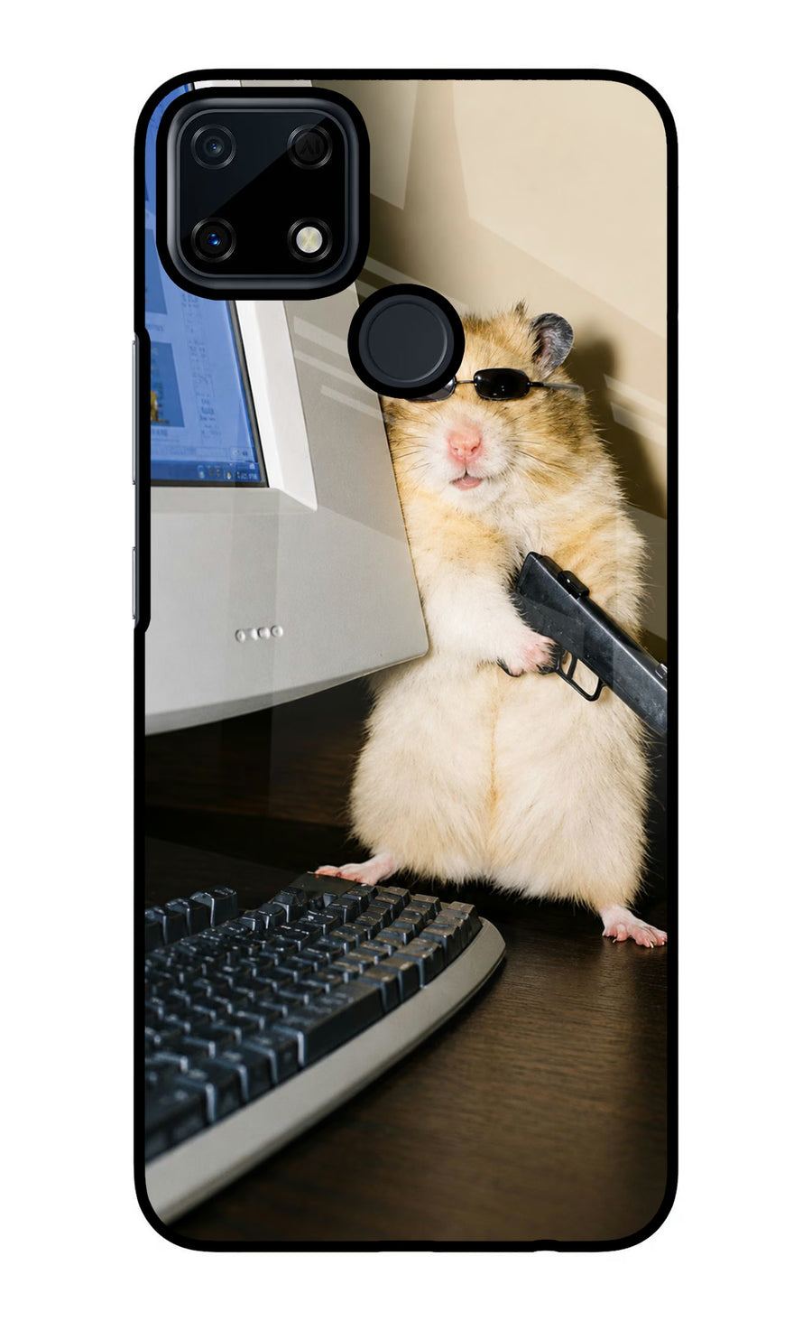 Hacker Hamster Realme Narzo 30A Back Cover, Glass case