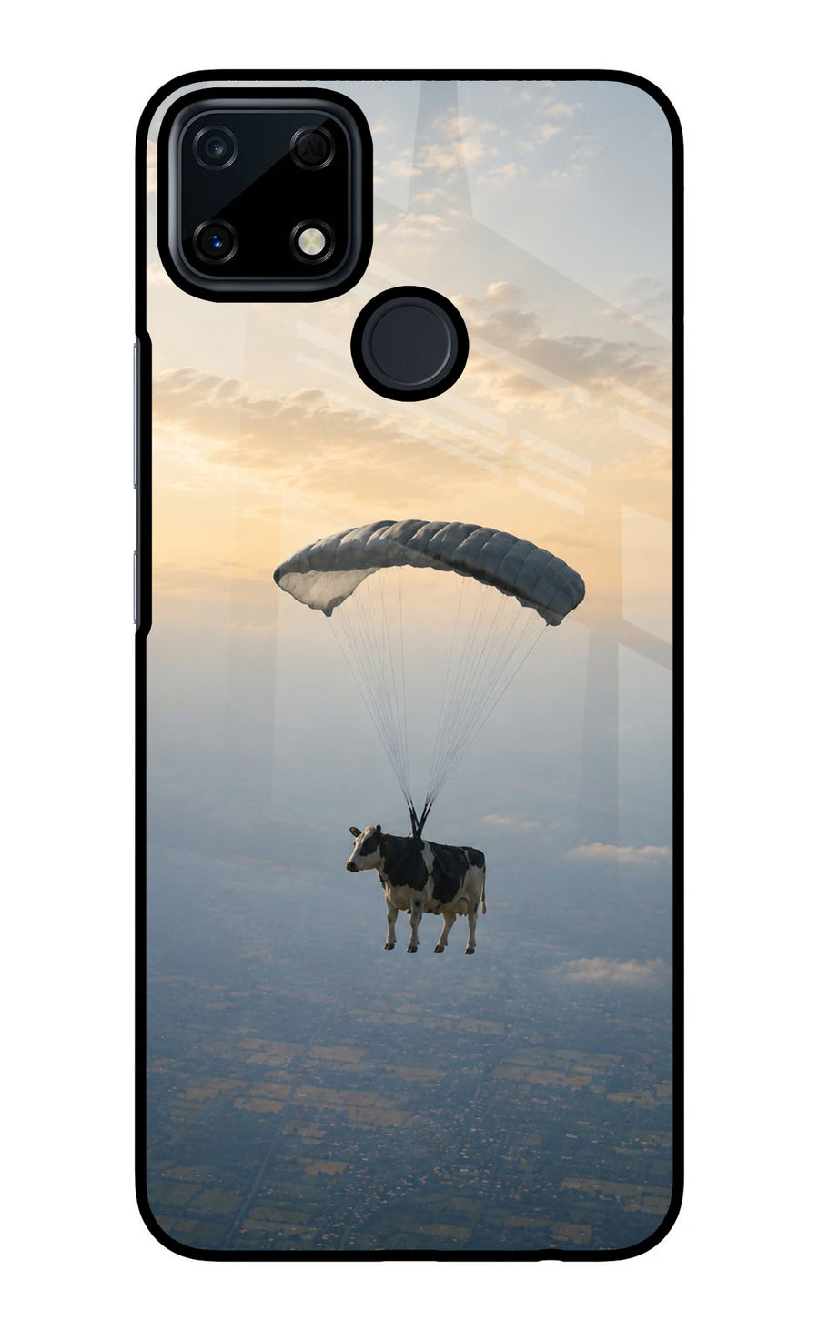 Skydiving Cow Realme Narzo 30A Back Cover, Glass case