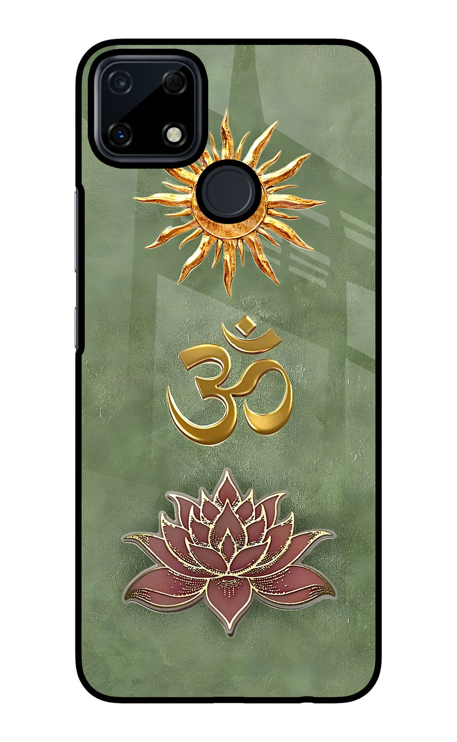Om & Lotus Realme Narzo 30A Back Cover, Glass case