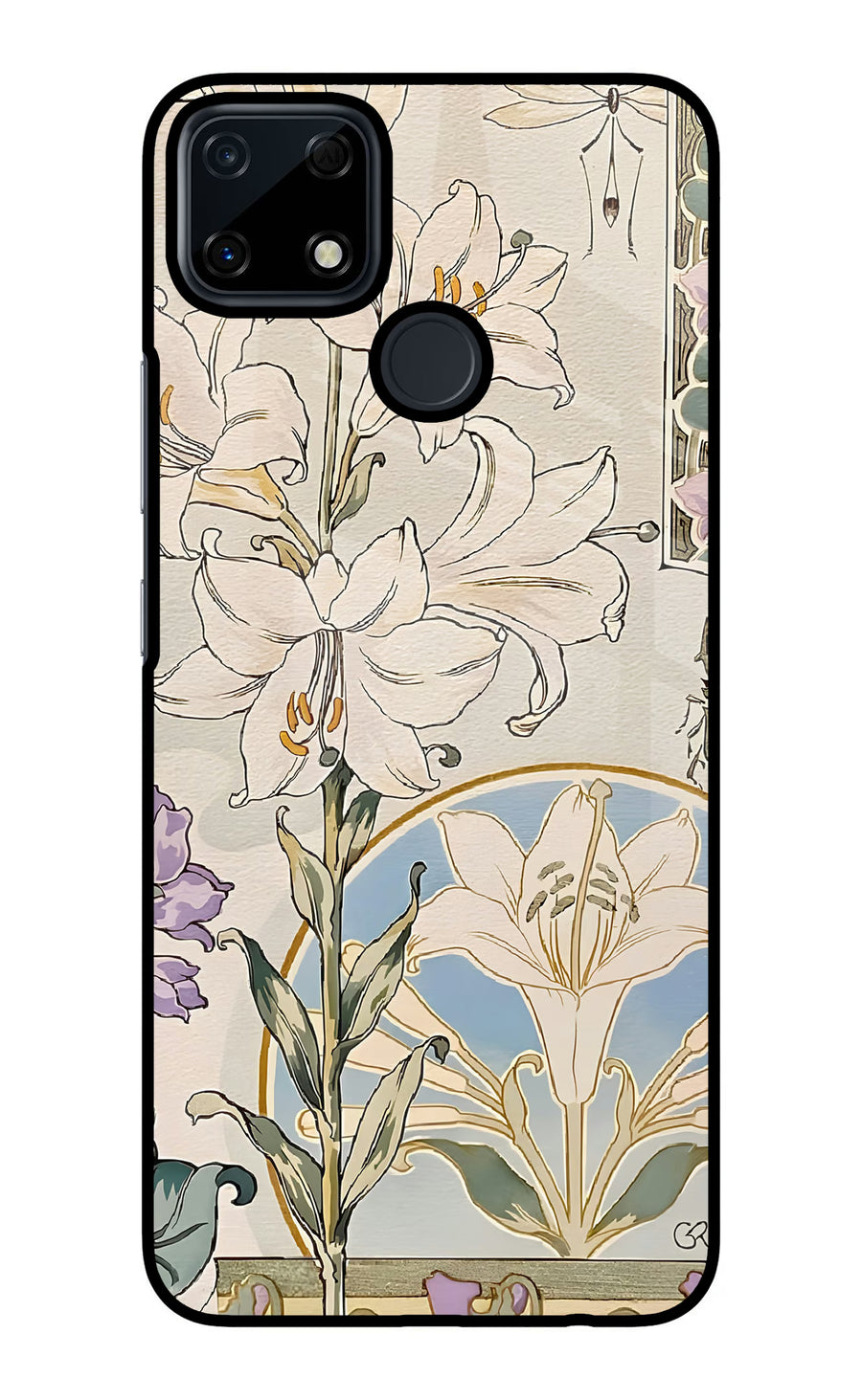 White Lily Realme Narzo 30A Back Cover, Glass case