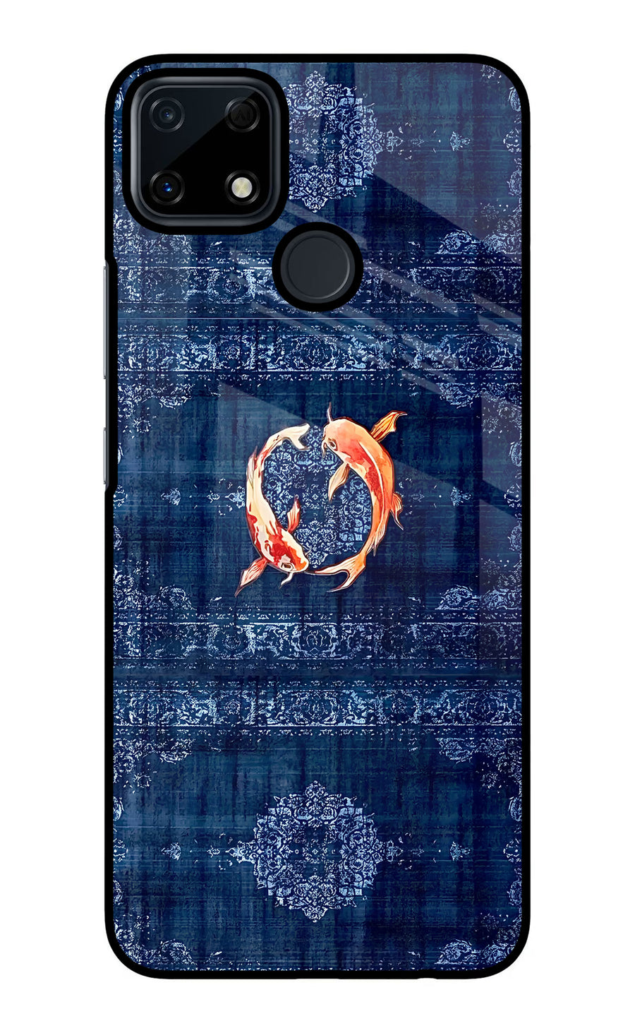 Koi Blue Realme Narzo 30A Back Cover, Glass case