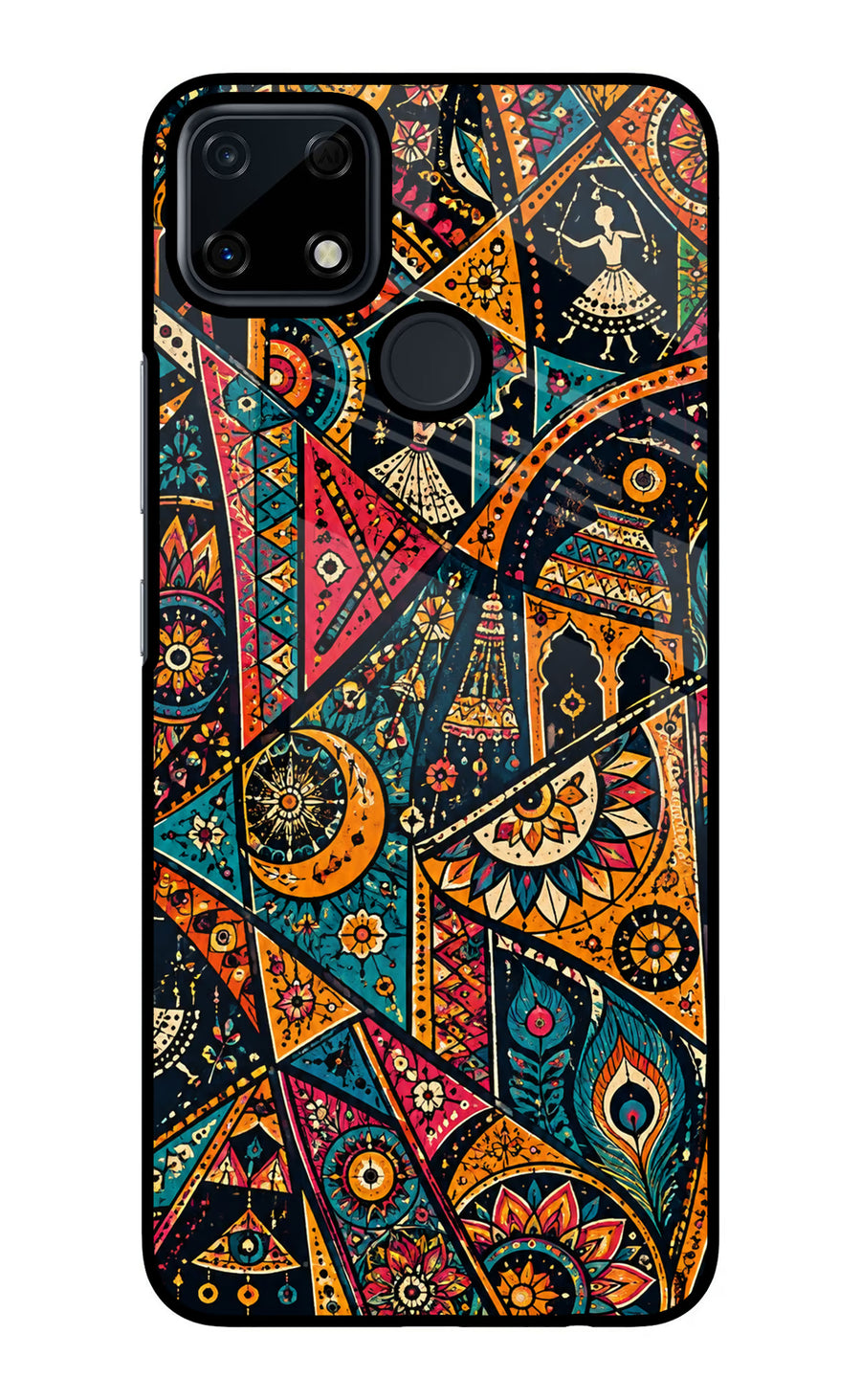 Folk Print Realme Narzo 30A Back Cover, Glass case
