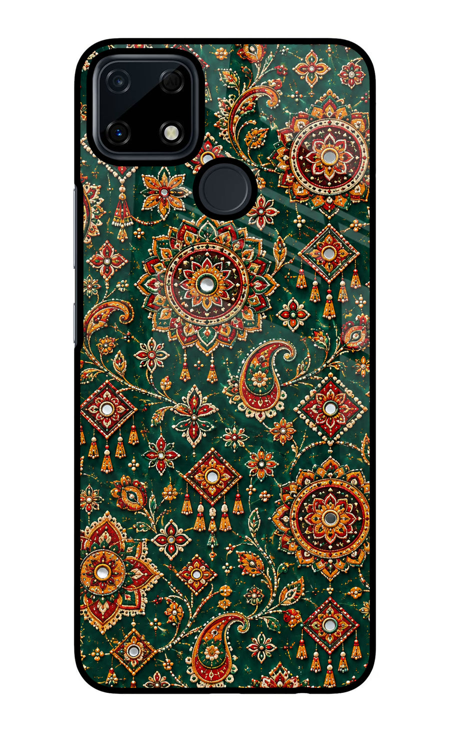 Green Pataka Realme Narzo 30A Back Cover, Glass case
