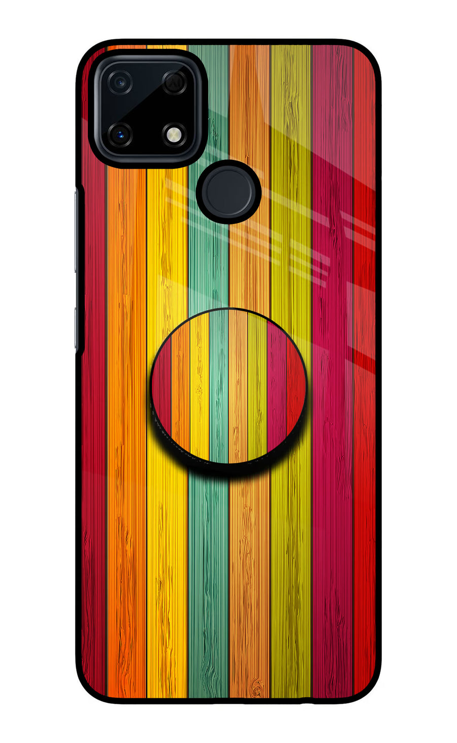 Multicolor Wooden Realme Narzo 30A Pop Case, Glass case