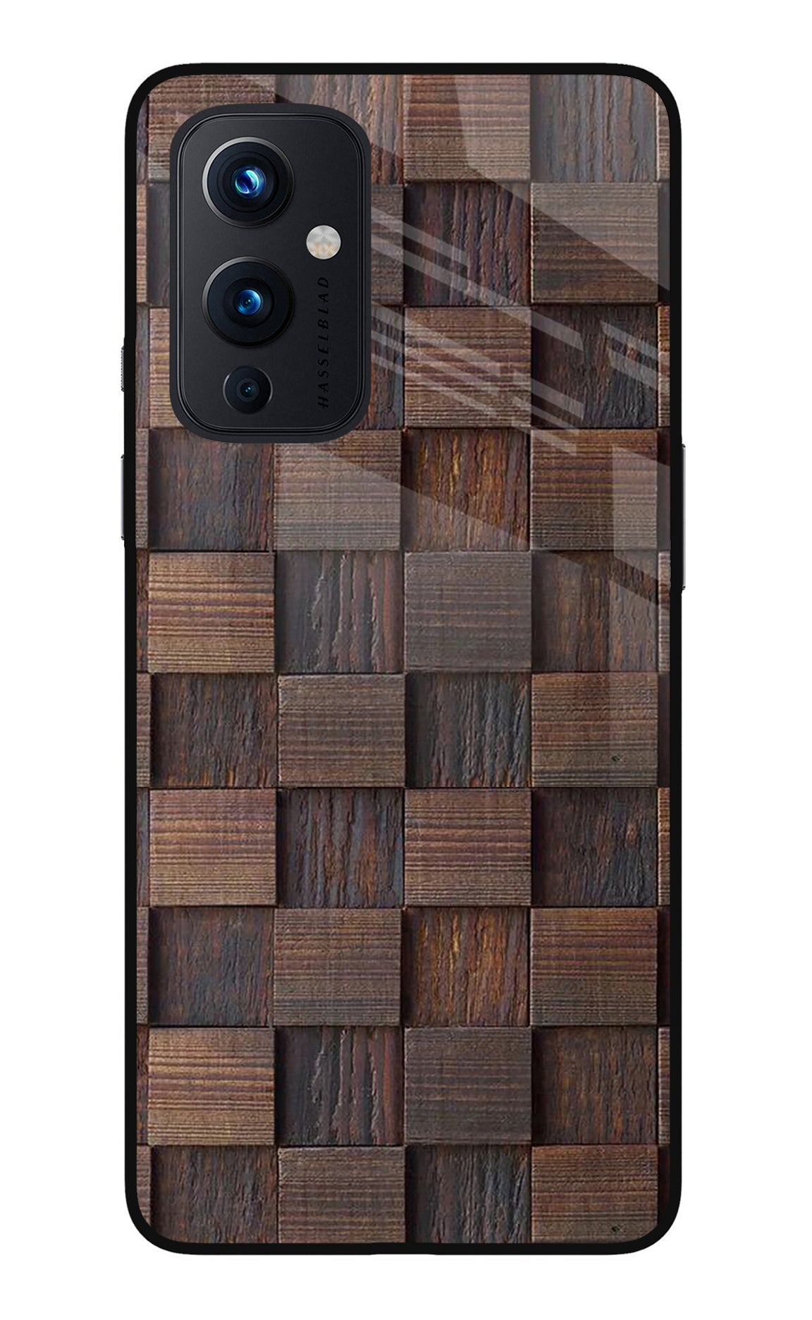 Wooden Cube Design Oneplus 9 Glass Case