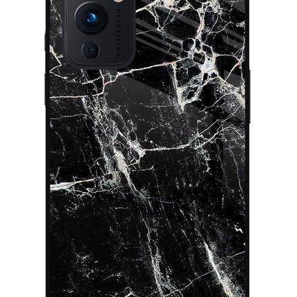 Black Marble Texture Oneplus 9 Glass Case