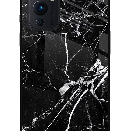 Black Marble Pattern Oneplus 9 Glass Case