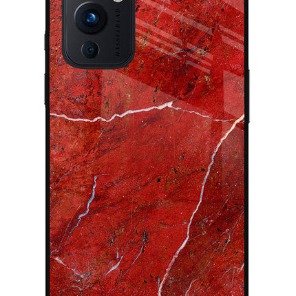Red Marble Design Oneplus 9 Glass Case