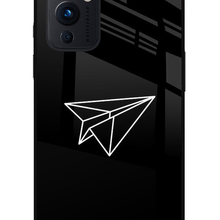 Paper Plane White Oneplus 9 Glass Case Back Cover by Casekaro