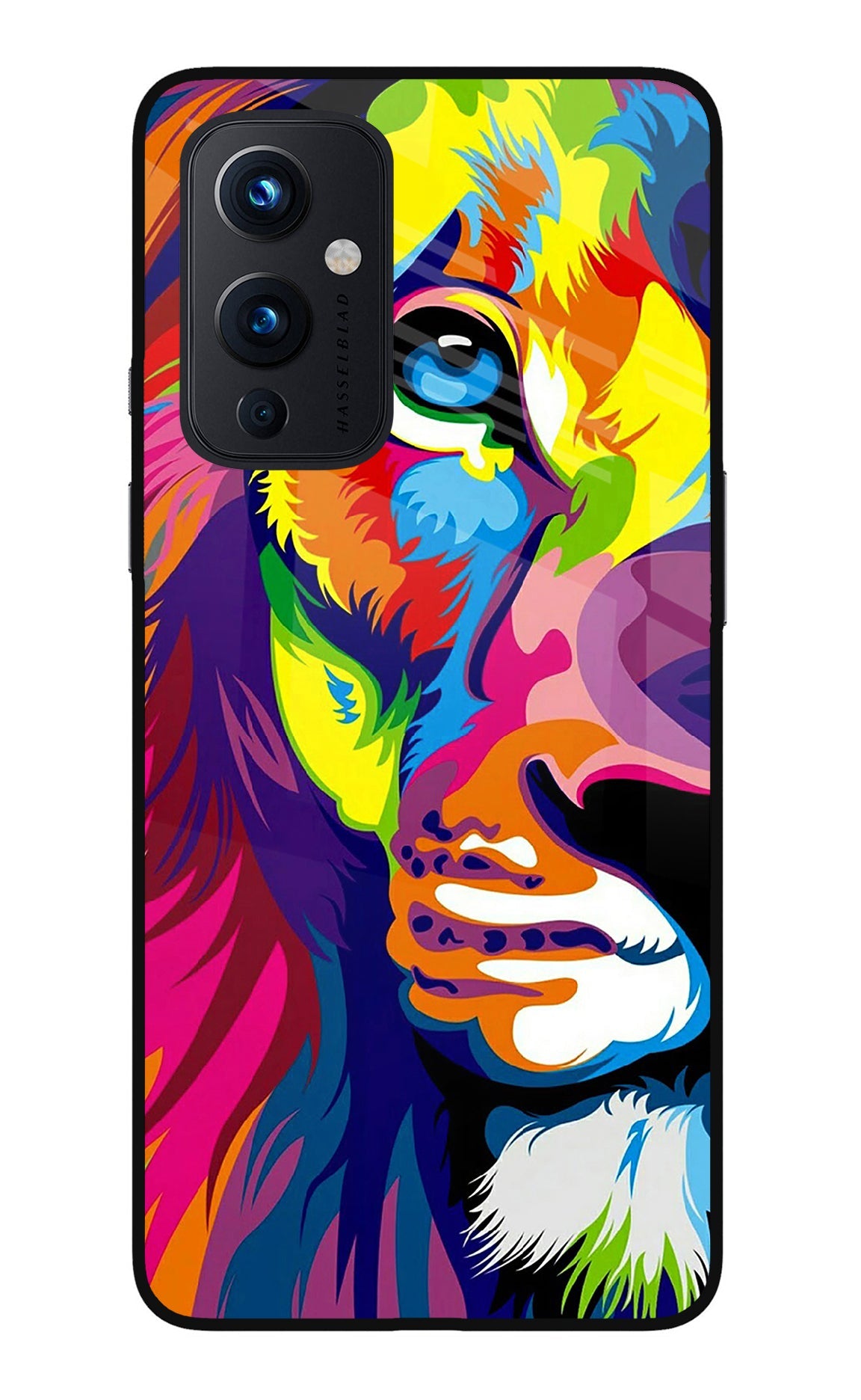 Lion Half Face Oneplus 9 Glass Case