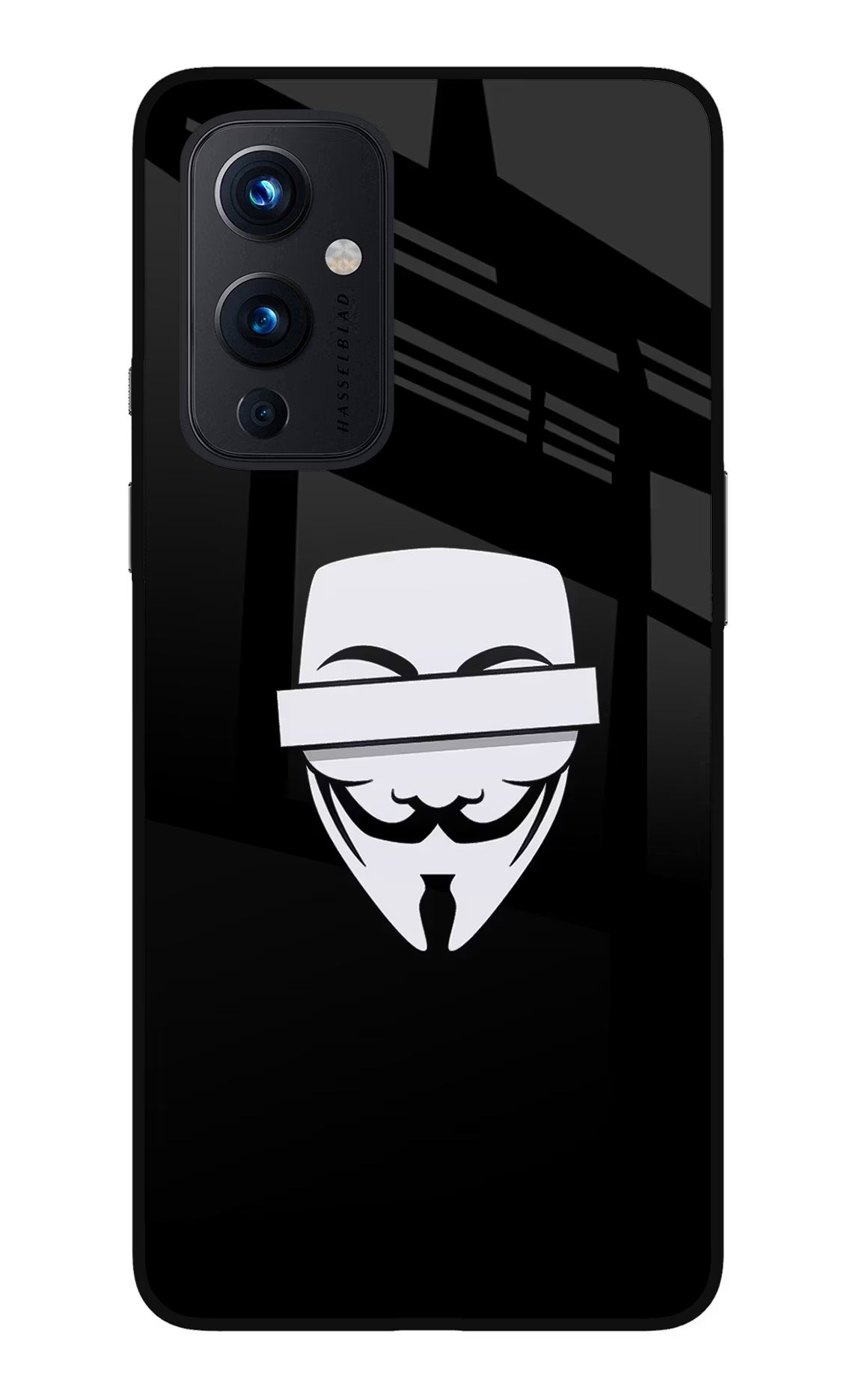 Anonymous Face Oneplus 9 Glass Case Back Cover by Casekaro