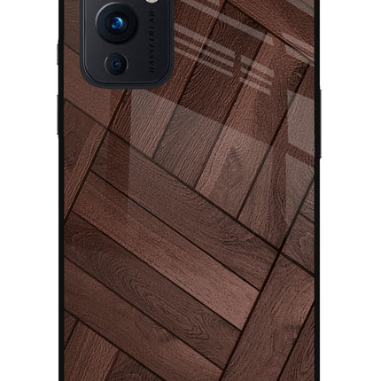 Wooden Texture Design Oneplus 9 Glass Case