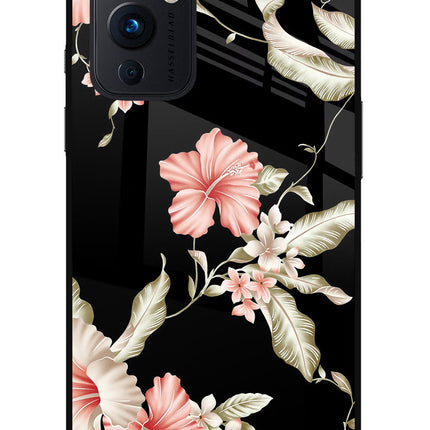Flowers Oneplus 9 Glass Case Back Cover by Casekaro