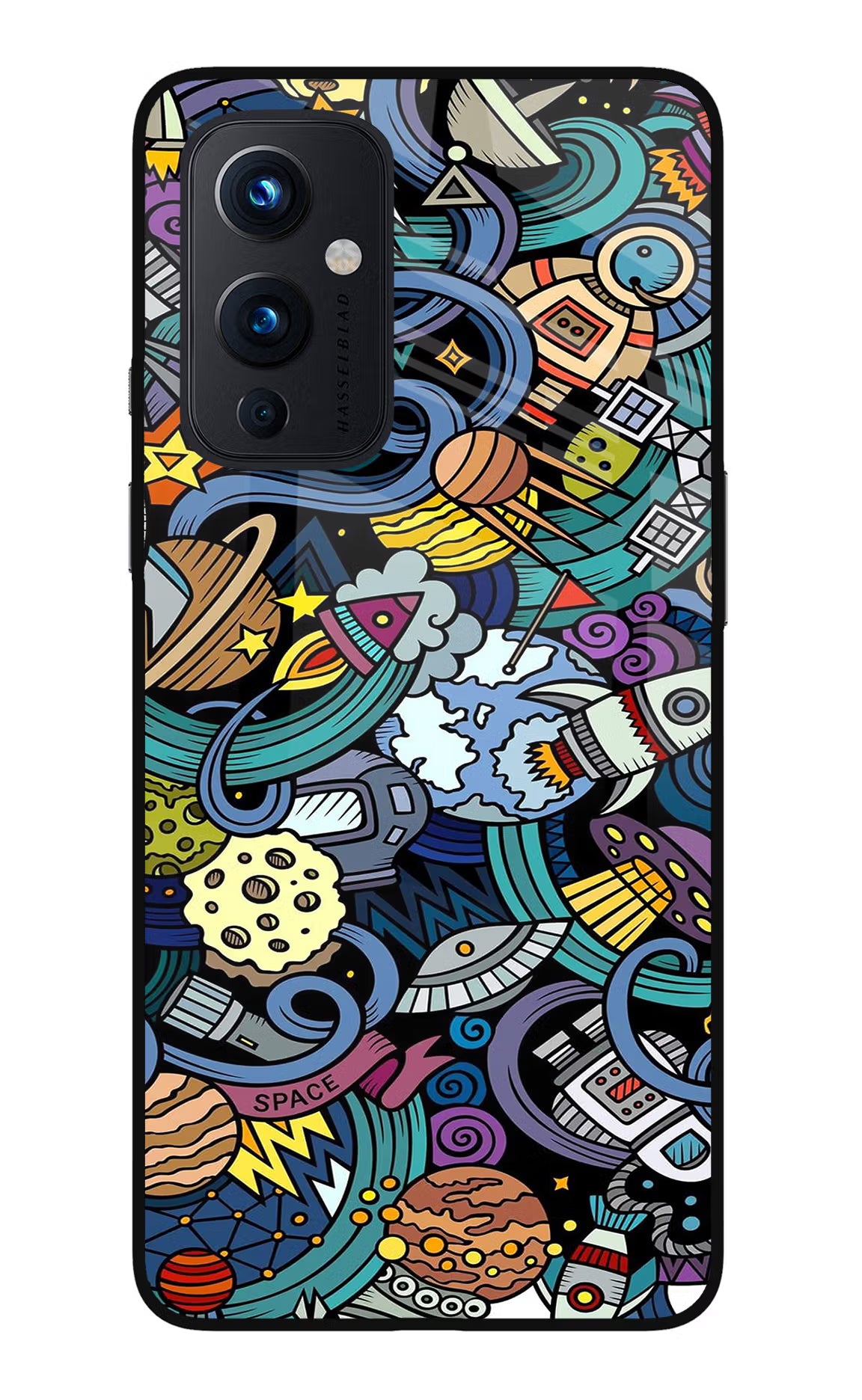 Space Abstract Oneplus 9 Glass Case Back Cover by Casekaro