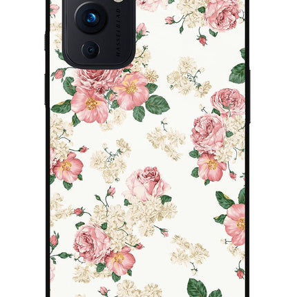 Flowers Oneplus 9 Glass Case Back Cover by Casekaro