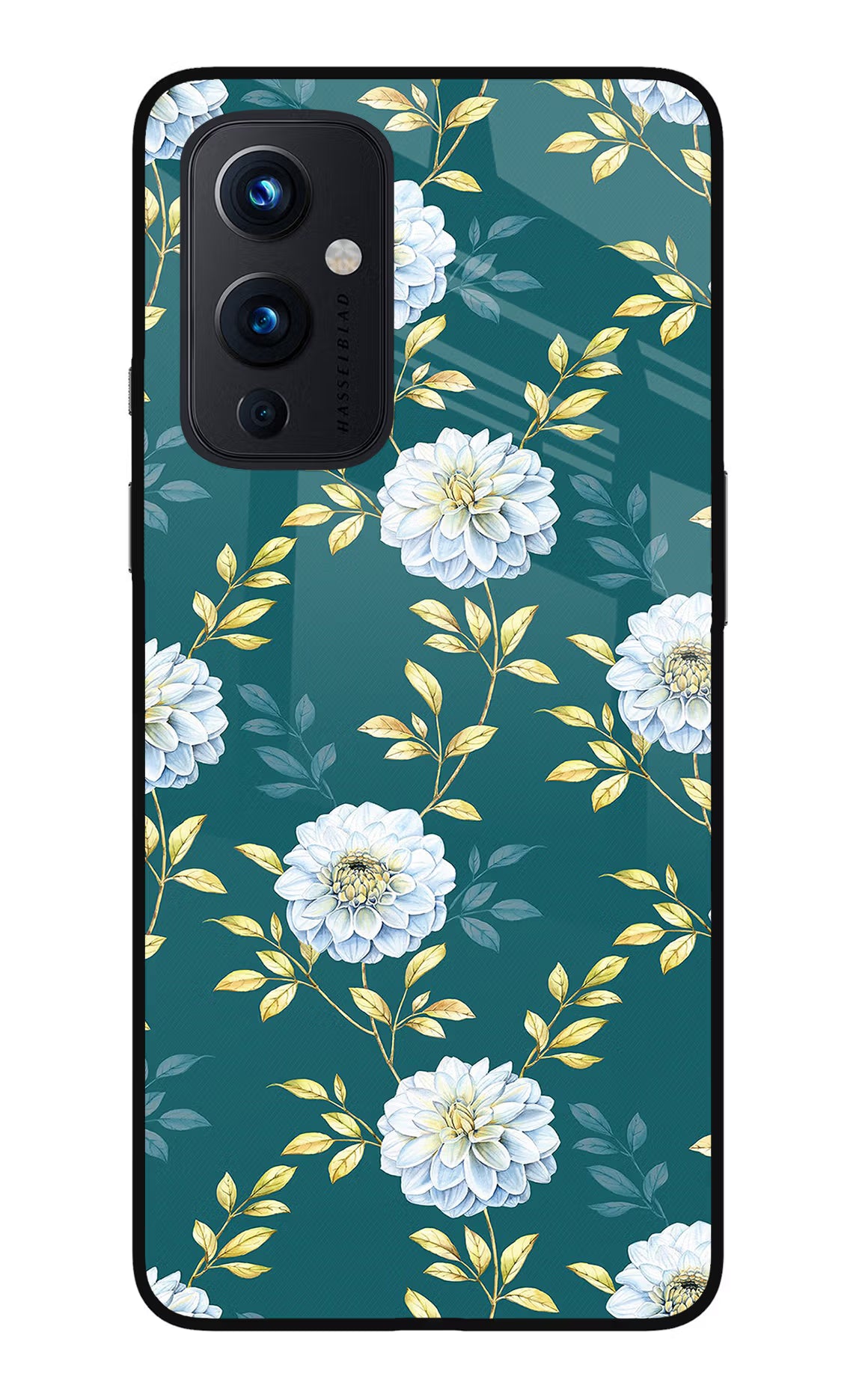 Flowers Oneplus 9 Glass Case Back Cover by Casekaro