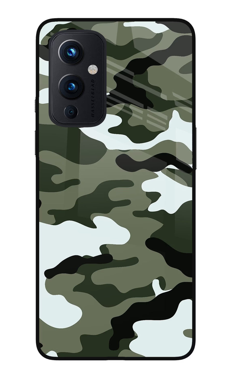 Camouflage Oneplus 9 Back Cover, Glass case