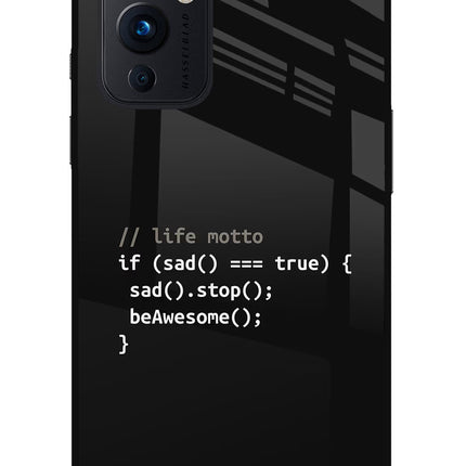 Life Motto Code Oneplus 9 Glass Case Back Cover by Casekaro