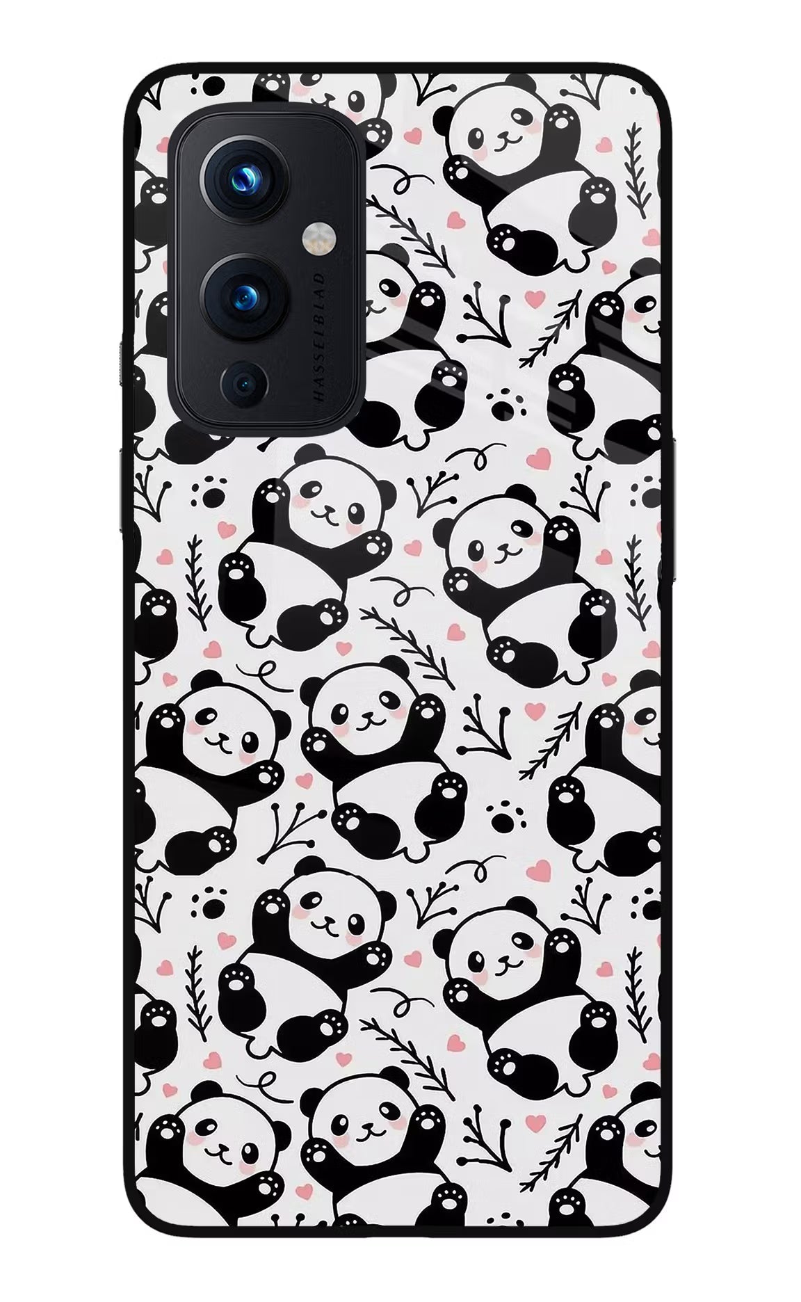 Cute Panda Oneplus 9 Glass Case Back Cover by Casekaro