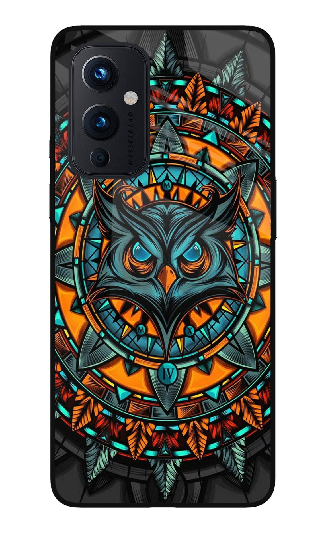 Angry Owl Art Oneplus 9 Glass Case Back Cover by Casekaro