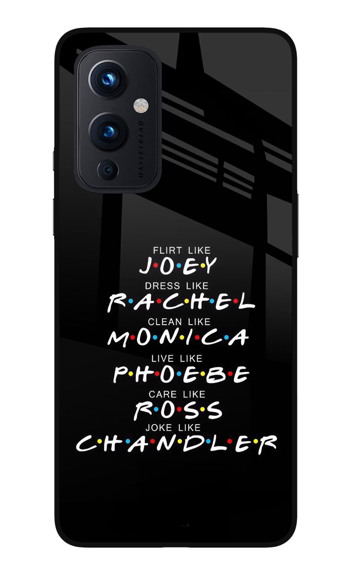 FRIENDS Character Oneplus 9 Glass Case Back Cover by Casekaro