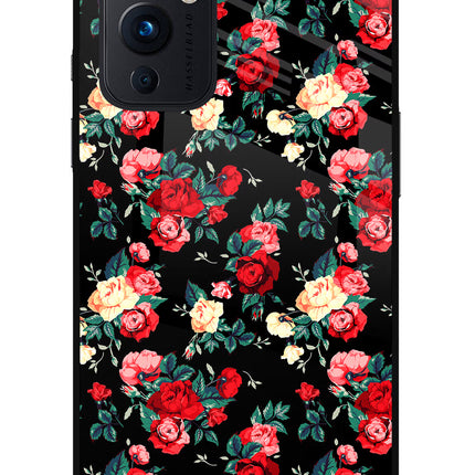 Rose Pattern Oneplus 9 Glass Case