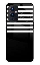 Black and White Print Oneplus 9 Glass Case Back Cover by Casekaro