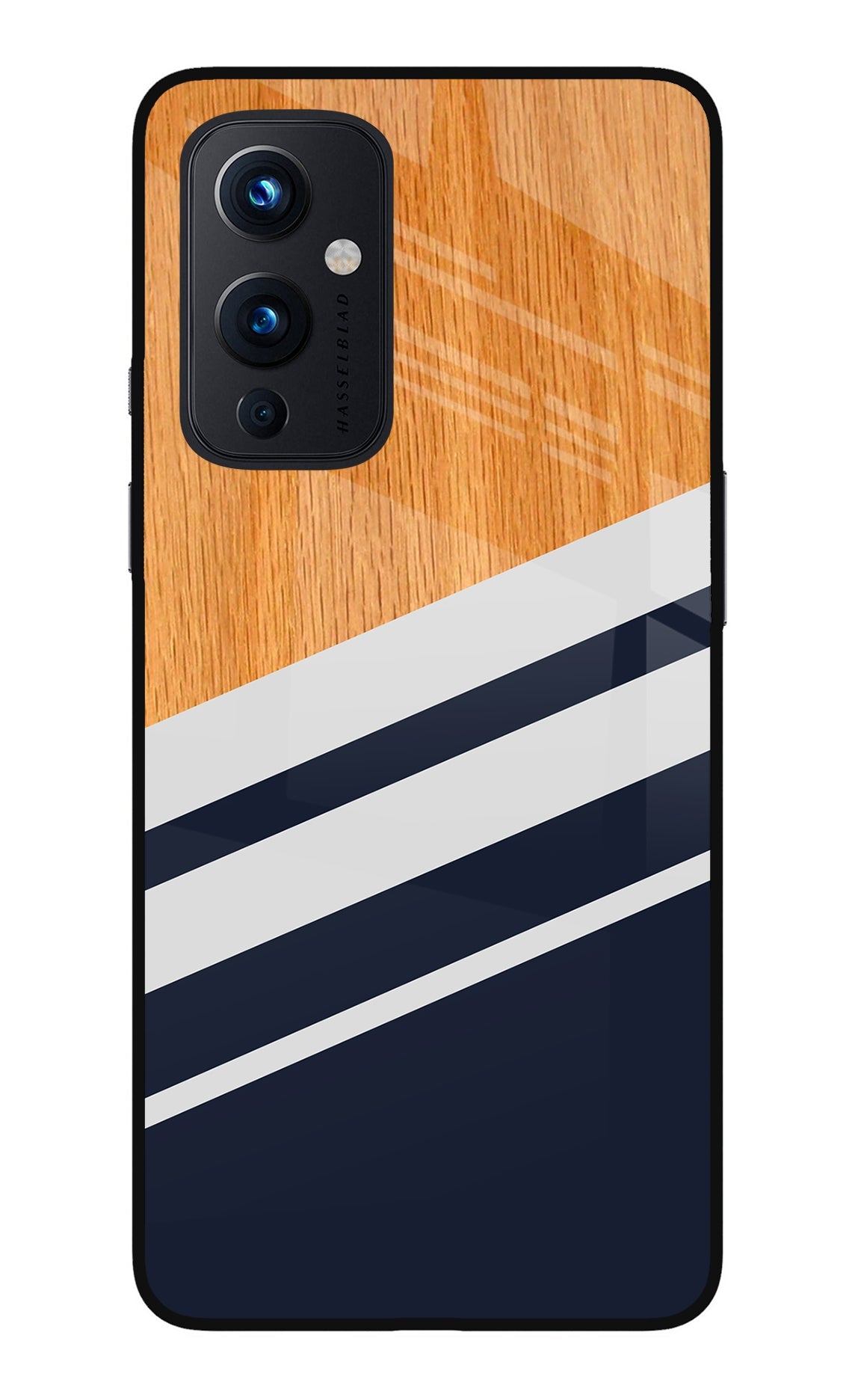 Blue and white wooden Oneplus 9 Back Cover