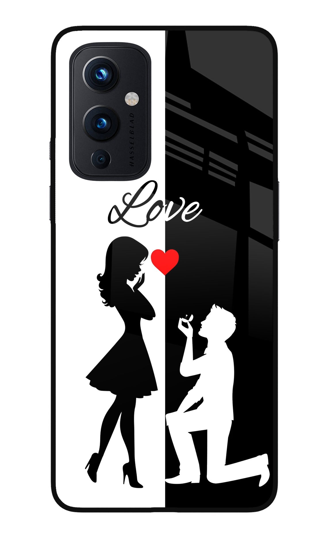 Love Propose Black And White Oneplus 9 Glass Case