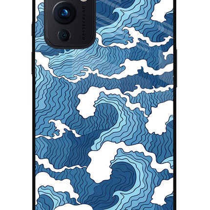 Blue Waves Oneplus 9 Glass Case