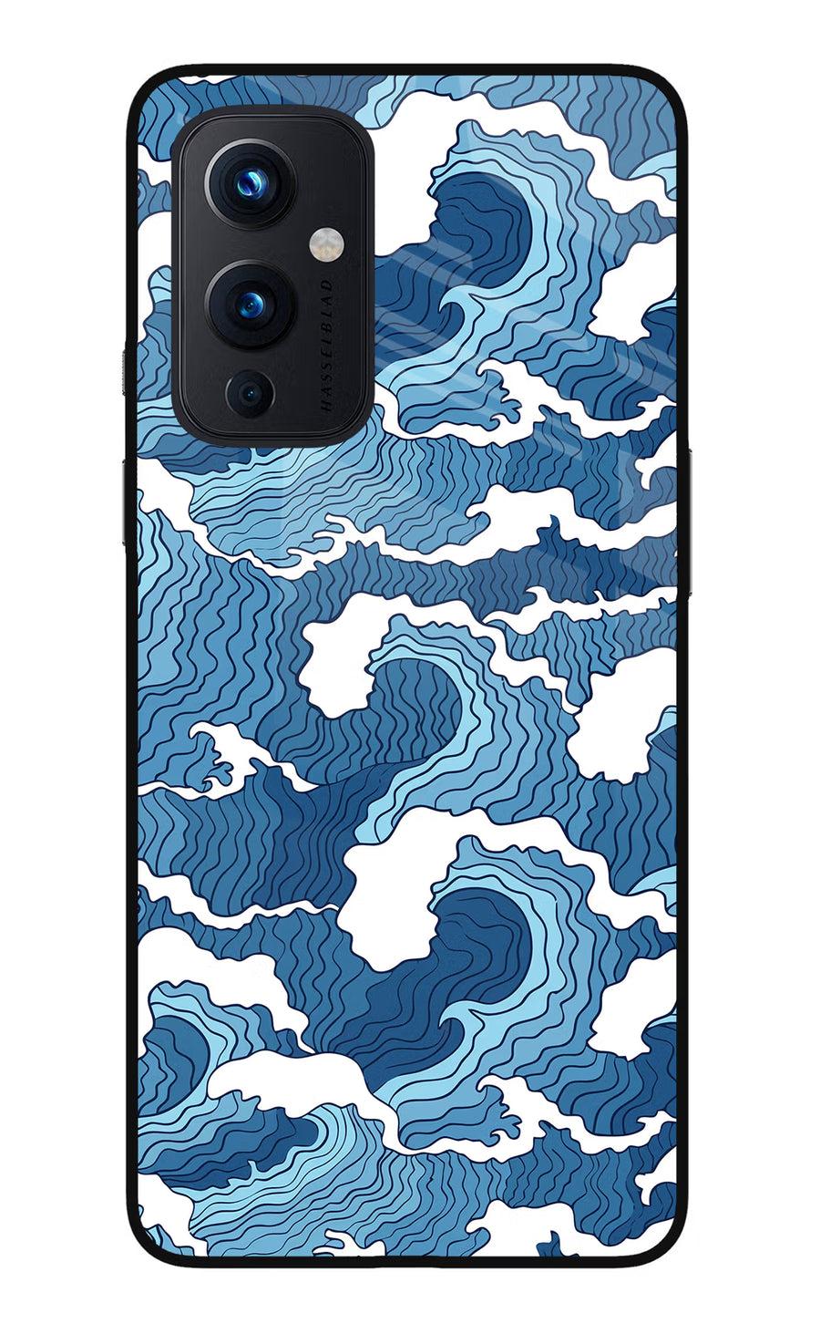 Blue Waves Oneplus 9 Back Cover, Glass case