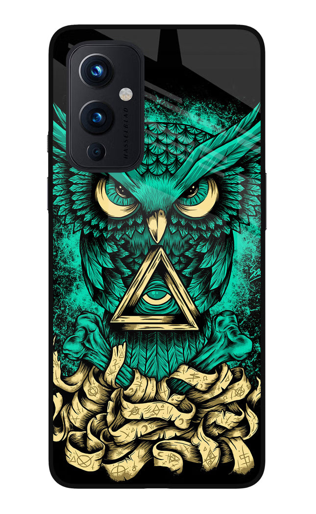 Green Owl Oneplus 9 Glass Case