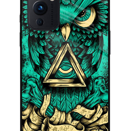Green Owl Oneplus 9 Glass Case