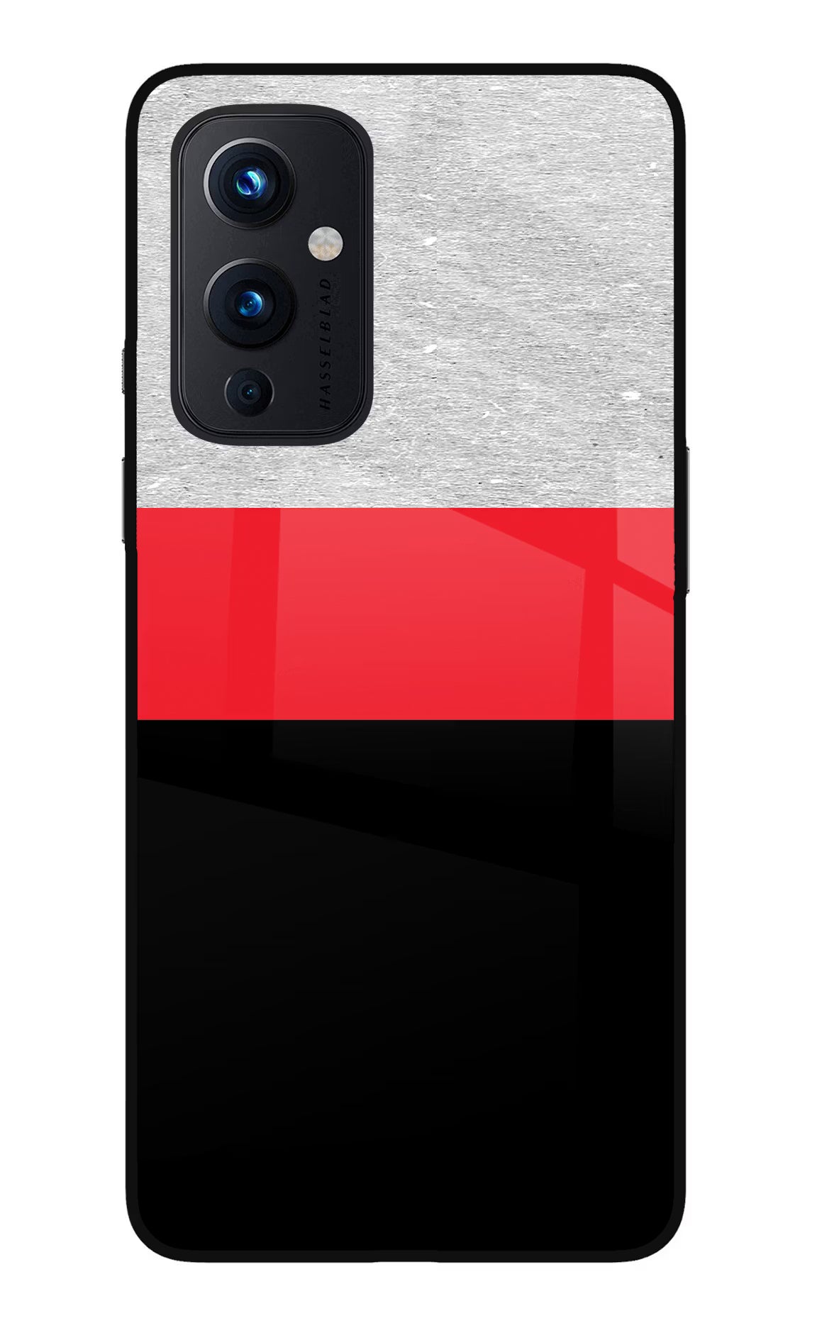 Tri Color Pattern Oneplus 9 Glass Case Back Cover by Casekaro