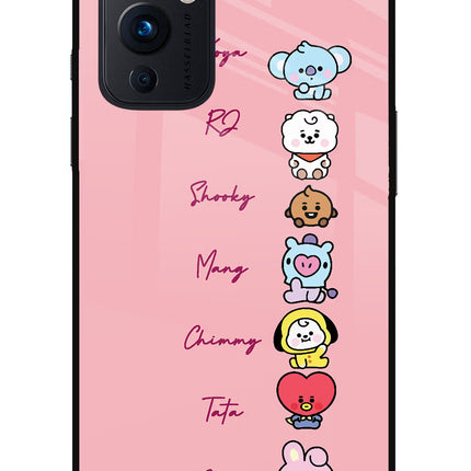 BTS names Oneplus 9 Glass Case Back Cover by Casekaro