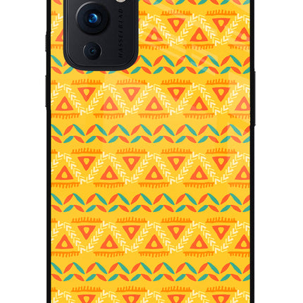 Tribal Pattern Oneplus 9 Glass Case Back Cover by Casekaro